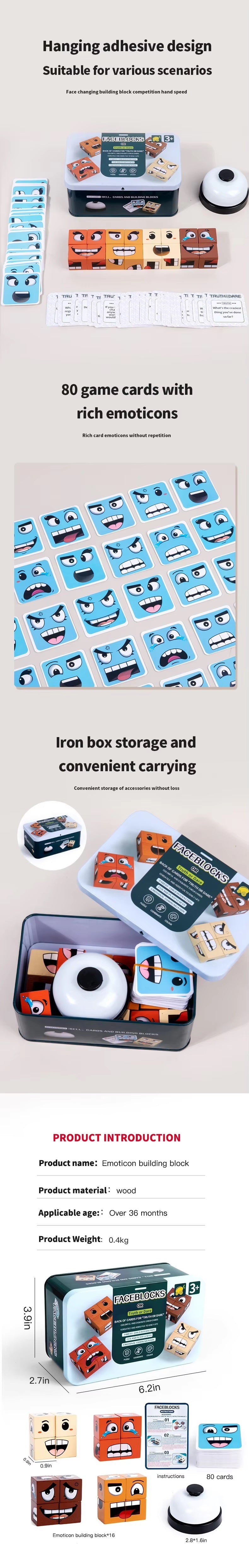 MrBonch | Face Block Game | Wooden Expressions Matching Block Puzzle Educational Games STEM