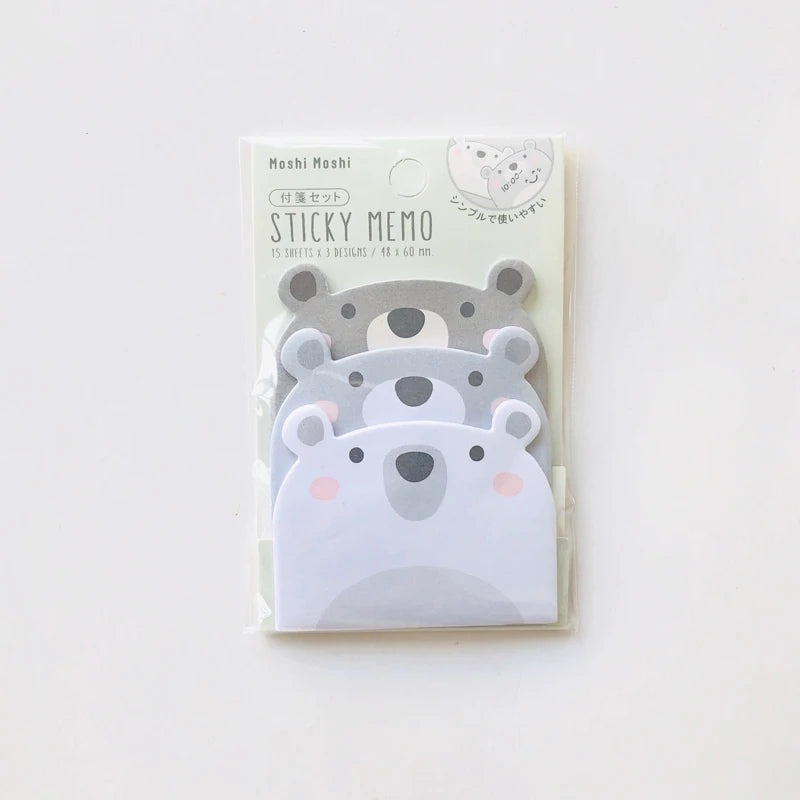 Cartoon Sticky Notes Kawaii Penguin Pig Bear Cat Memo Pads Sticker