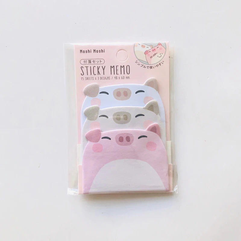 Cartoon Sticky Notes Kawaii Penguin Pig Bear Cat Memo Pads Sticker
