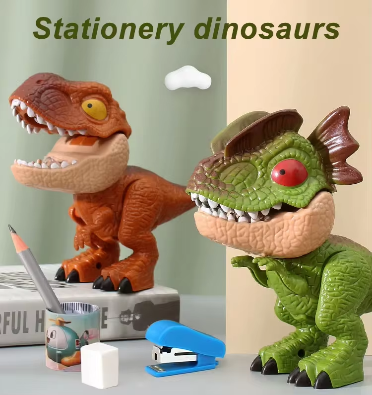 MrBonch | 5 In 1 Dinosaur School Supplies | Pencil Eraser Sharpener Ruler Stapler Set | Stationery