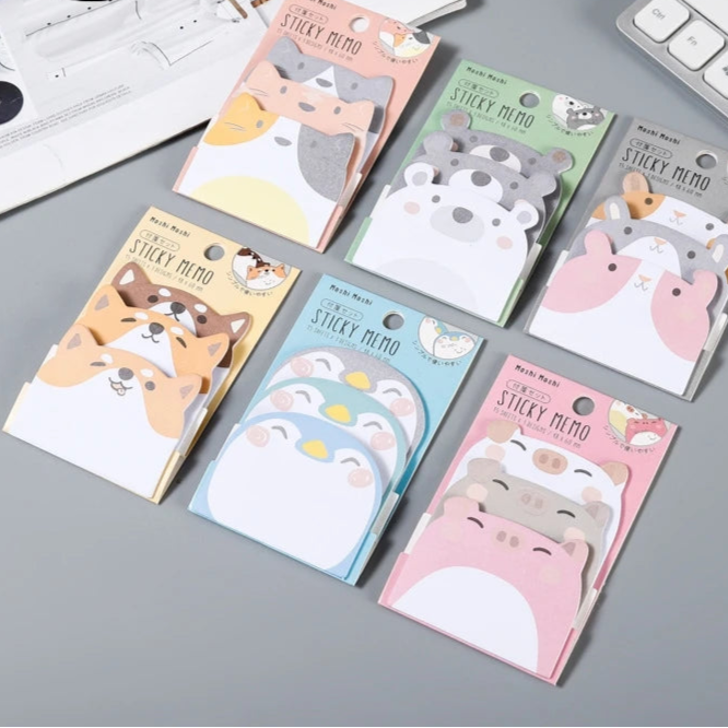 Cartoon Sticky Notes Kawaii Penguin Pig Bear Cat Memo Pads Sticker