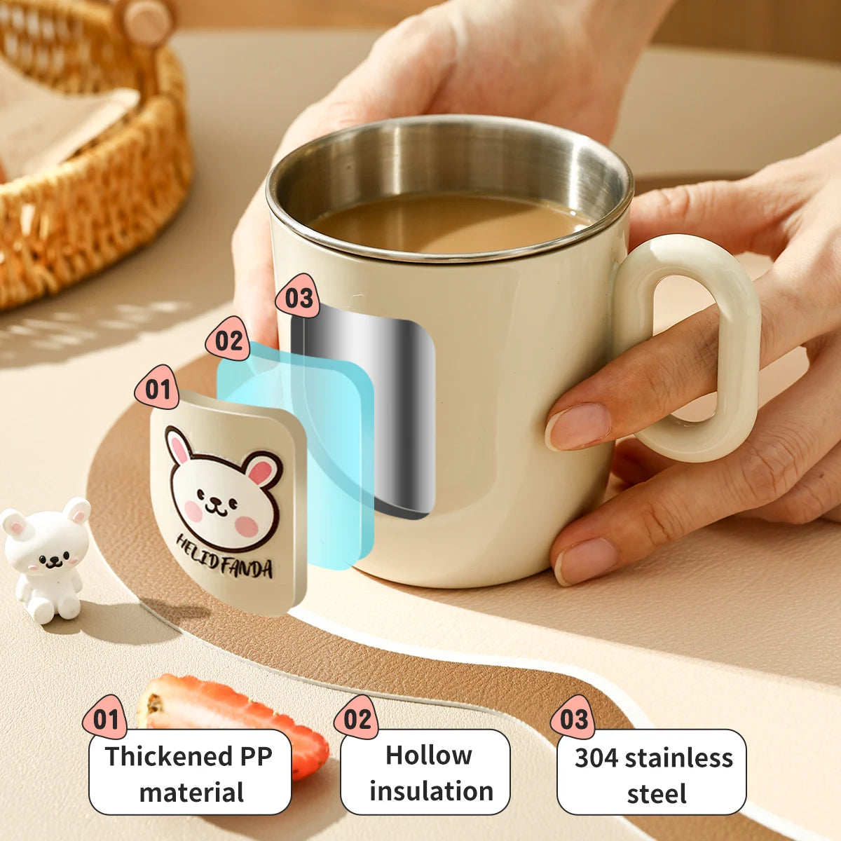 Cute Double Wall Milk Coffee Cup