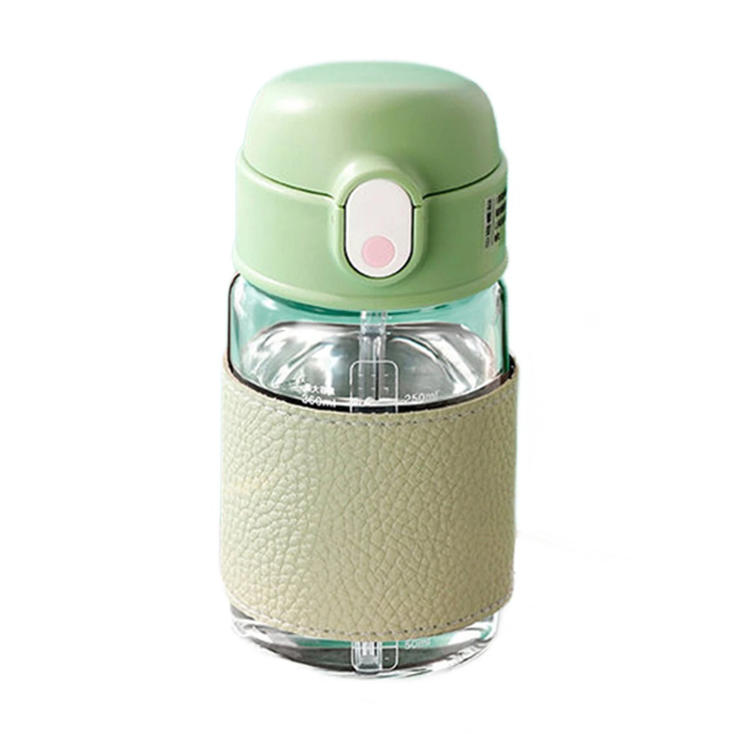 Portable Straw Glass Cup With Scale High Capacity Water Bottle