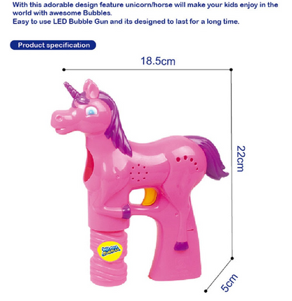 [SG] Wanna Bubbles Unicorn Bubble Shooter Set | Bubble Gun for children comes with 2oz/56ml Bubble Solution