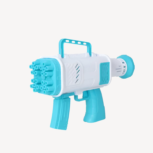 [SG] Wanna Bubbles | Blue 24 Holes Bubble Machine Gun | Bubble Solution Included | Bubble Maker for Kids Toddlers & Children