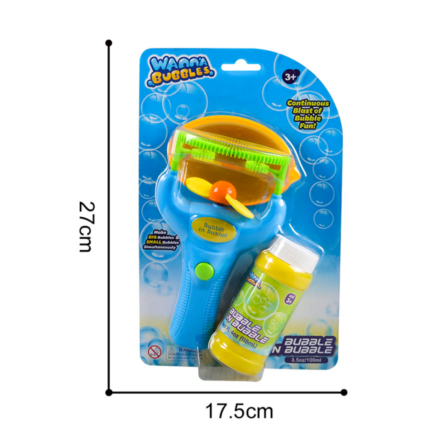 SG Wanna Bubbles Bubble in Bubble Shooter Blower Comes with 118ml Bubble Solution Require 2xAA battery Not Included