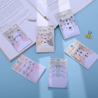 Cartoon Sticky Notes Kawaii Penguin Pig Bear Cat Memo Pads Sticker