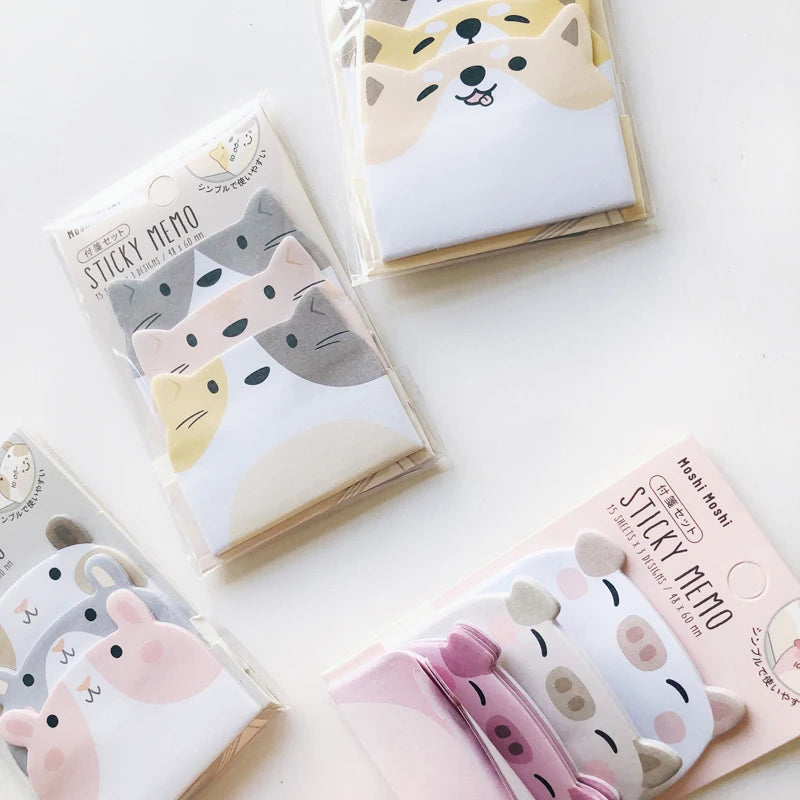Cartoon Sticky Notes Kawaii Penguin Pig Bear Cat Memo Pads Sticker