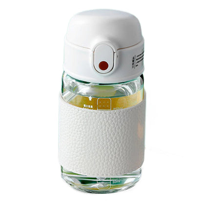 Portable Straw Glass Cup With Scale High Capacity Water Bottle