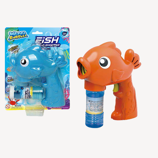 [SG] Wanna Bubbles Fish Bubble Shooter Set | Bubble Gun for children comes with 2oz/56ml Bubble Solution