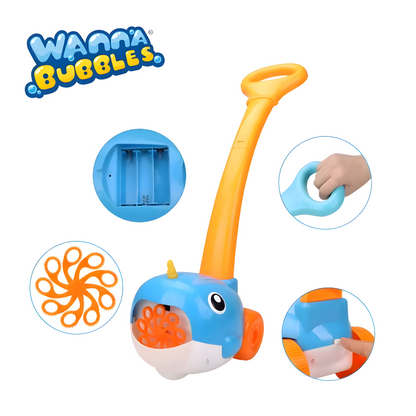 [SG] Wanna Bubbles | Cute Frog theme Walker for children with Bubble Blower | Bubble Solution Included
